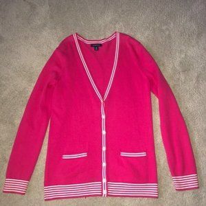 Lands End‎ Size XS 2-4 Cardigan Sweater Pink White